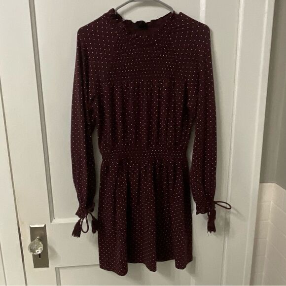Maroon top shop dress with white polka dots - Picture 4 of 4